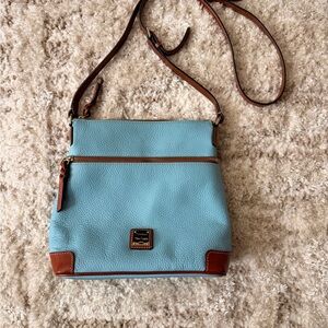 Dooney & Bourke Light Blue Crossbody with Brown Trim